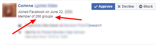 Signs of a Facebook group spammer